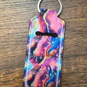 purple marble lip balm holder keychain