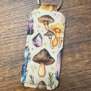 mushrooms lip balm holder keychain