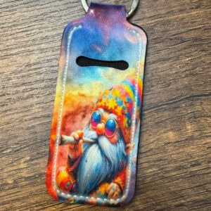 smoking gnome lip balm holder keychain