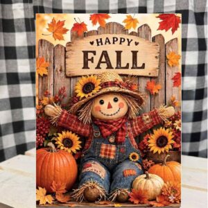 happy fall metal sign