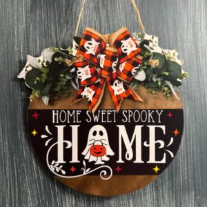 home sweet spooky home wood sign