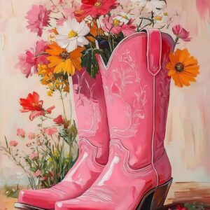 pink boots diamond painting kit