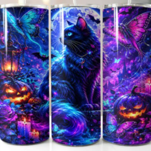 Halloween black cat tumbler