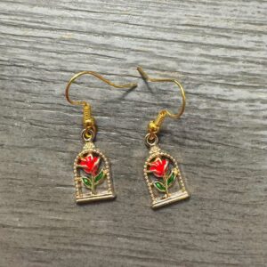 beauty beast rose earrings