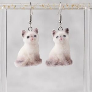 fluffy cat earrings