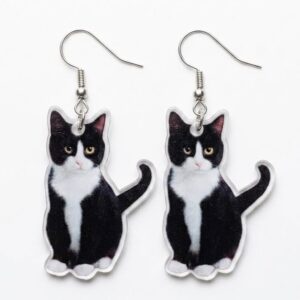 tuxedo cat earrings