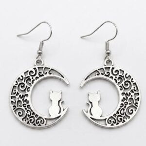 cat moon earrings