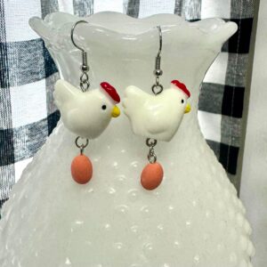 chicken egg earrings