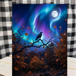 Raven Northern Lights metal sign