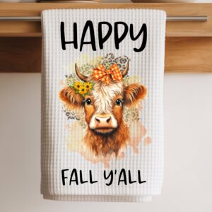 happy fall yall cow towel