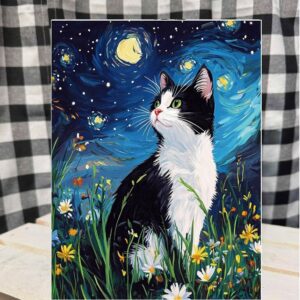tuxedo cat metal sign