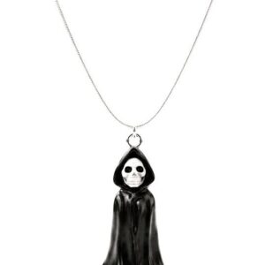 skeleton in robe necklace