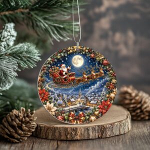 santa under the moon ornament