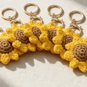 sunflower crochet keychain
