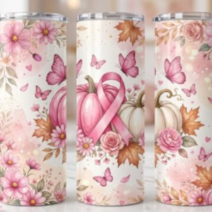Breast Cancer awareness pumpkin tumbler