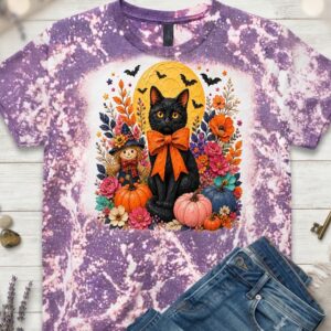 black cat bleached t shirt