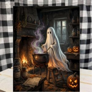 witches brew ghost metal sign