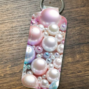 pearl lip balm holder keychain