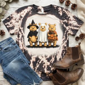 pooh halloween bleached t shirt