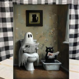bathroom ghost metal sign