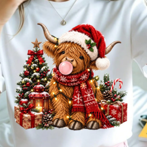 bubble gum christmas cow sweatshirt