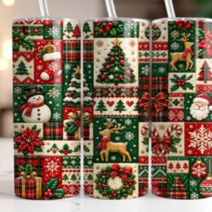 patchwork christmas tumbler