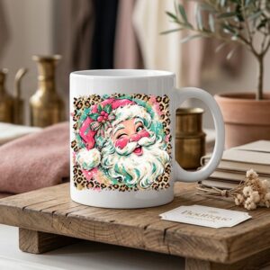 santa leopard mug