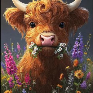 cow flowers diamond painting