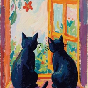 window cats diamond painting
